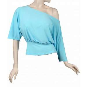 Ladies Ashley Stewart Turquoise Blue Off Shoulder Plus Size Shirt Top 