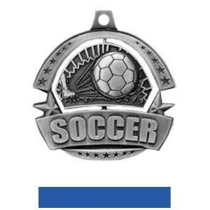   Soccer Medals M 720S SILVER MEDAL/BLUE RIBBON 2.25: Sports & Outdoors