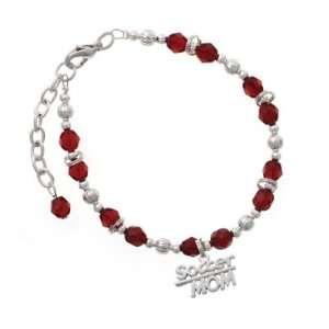 Soccer Mom   Silver Maroon Czech Glass Beaded Charm Bracelet [Jewelry]