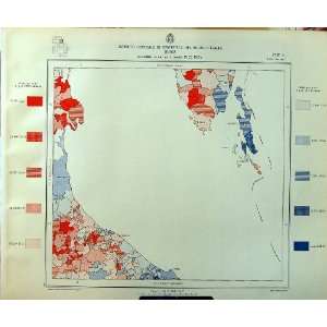   1929 Colour Map Italy Statistics Deaths Ravenna Pesaro: Home & Kitchen