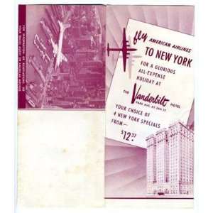   American Airlines Vanderbilt Hotel Brochure NYC 1952: Everything Else