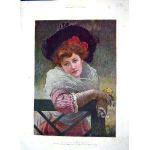    1896 Antique Portrait Beautiful Lady Woman Stone: Home & Kitchen