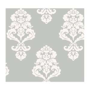 York Wallcoverings Tres Chic BL0398 Graphic Damask Wallpaper, Silver 