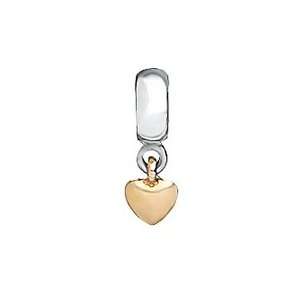   Petites Sterling Silver Gold Heart Dangle Bead For Petites Charm