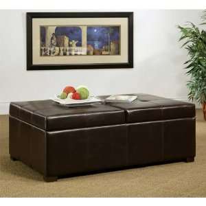   Bicast Leather Double Flip top Storage Ottoman: Furniture & Decor