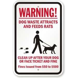 Warning Dog Waste Attracts And Feeds Rats, Clean Up After Your Dog Or 