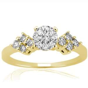 15 Ct Round Diamond Fleur Petite Engagement Ring 14k YELLOW GOLD SI1 