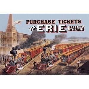 Purchase Tickets via Erie Railway   12x18 Framed Print in Black Frame 