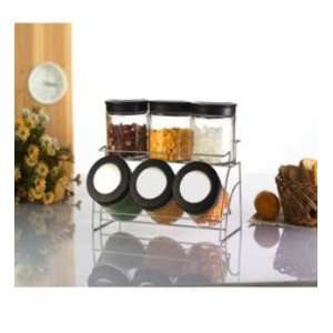    6 Piece Glass Canister Set With Rack Case Pack 2: Everything Else