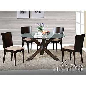   Clear Glass Top Dining Table 5 piece 12610 Set: Home & Kitchen