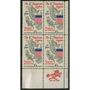 AMERICAN LEGION ~ VETERANS #1369 Zip Code Block of 4 x 6¢ US Postage 