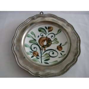  German Pewter Ceramic Plate 