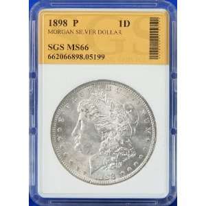  1898 P MS66 Morgan Silver Dollar SGS Graded Everything 