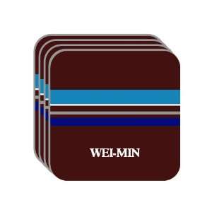 Personal Name Gift   WEI MIN Set of 4 Mini Mousepad Coasters (blue 