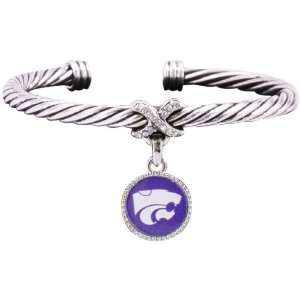  Kansas State Wildcats Ladies Antiqued Silver Twisted Cable 