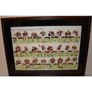  1964 Browns CHAMPS Signed Cherry Framed Litho 41x31 JSA 