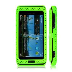   NEON GREEN PERFORATED MESH BACK CASE COVER FOR NOKIA E7 Electronics