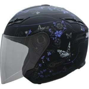   Womens GM67 Open Face Helmet   Small/Purple Butterfly Automotive