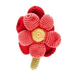  Pebble Baby Rattle   Flower Crochet in Red: Toys & Games