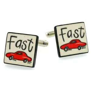 Handmade ceramic Fast Car sports car cufflinks with presentation box