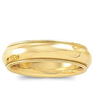  14K Yellow Gold 05.00 MM Light Milgrain Band Jewelry