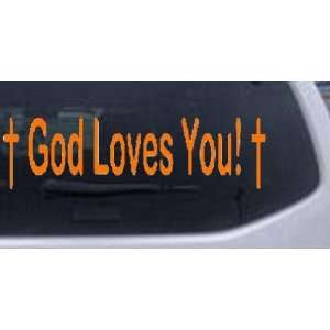 God Loves You Christian Car Window Wall Laptop Decal Sticker    Orange 