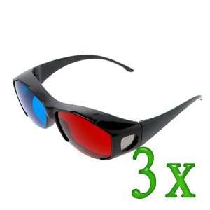  GTMax 3x 3D Red/Cyan Glasses Black Cover Style for 