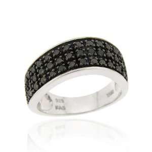    Sterling Silver .45ct TDW Black Diamond Wave Band Ring Jewelry