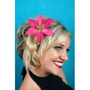  Bright Pink Lily Hair Flower Clip: Beauty