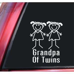  Grandpa Of Twins Girl/Girl White Vinyl Decal Sticker 