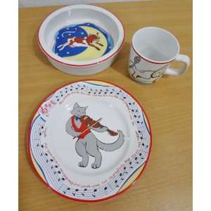  Tiffany & Co Hey Diddle Diddle 3 Piece Child China Set 