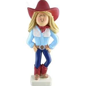  3218 Cowgirl Blonde Personalized Christmas Ornament 