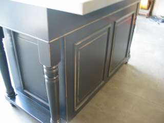 52 Distressed Black Kitchen Island Stainless Steel Counter Top  