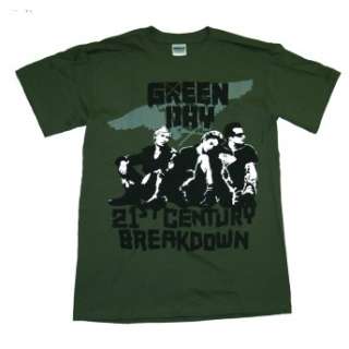   . Green Day 21st Century Break Down Band T Shirt Color: Army Green