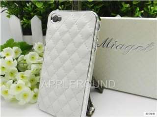 New White Luxury Designer Hard Case Back Leather Cover For i Phone 4 