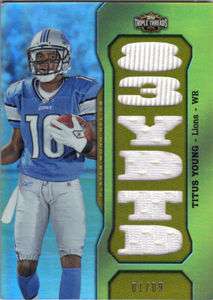 TITUS YOUNG TRIPLE X6 PLAYER WORN JERSEY RELIC #1/9 DETROIT LIONS RC 