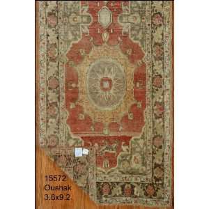  3x9 Hand Knotted Oushak Turkey Rug   36x92