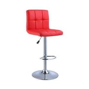  Red Quilted Faux Leather and Chrome Adjustable Height Bar 