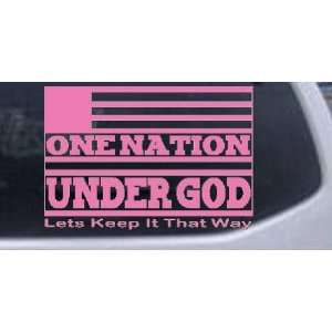 Pink 8in X 5.6in    One Nation Under God Christian Car Window Wall 