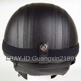 Leather Motorcycle Open Face Helmet Goggles Free L  