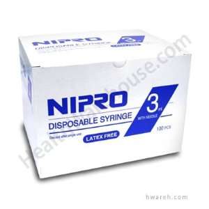  Nipro Disposable Syringe 25 Gauge, 3cc, 1, 100 Count 