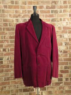 vtg 70s 80s maroon fine wale corduroy sport coat blazer jacket SHARP 