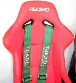 NEW RECARO STYLE SPG BUCKET SEATS RED XL FRP +TAKATA STYLE HARNESS 