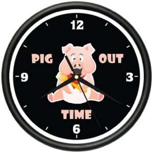  PIG OUT TIME Wall Clock pigs bbq barbque restaurant: Home 