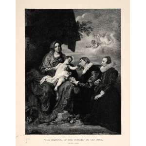  1895 Wood Engraving Timothy Cole Anthony Van Dyck Madonna 