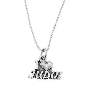  Sterling Silver One Sided I Love Judo Necklace Jewelry