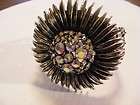 ANTIQUED SILVER SUNFLOWER WITH RHINESTONE CENTER HINGED