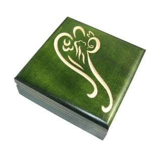 Wooden Box, 5245, Traditional Polish Handcraft, Hinged, Green with 