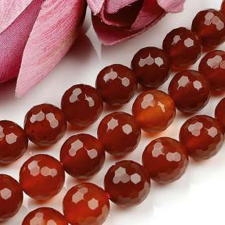 10mm Red Agate Gemstone Faceted Loose Round Beads  