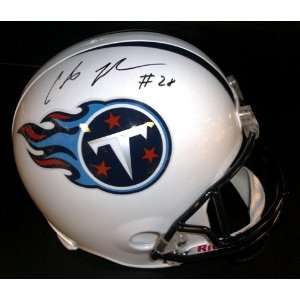   Johnson Autographed Tennessee Titans Full Size Helmet: Sports